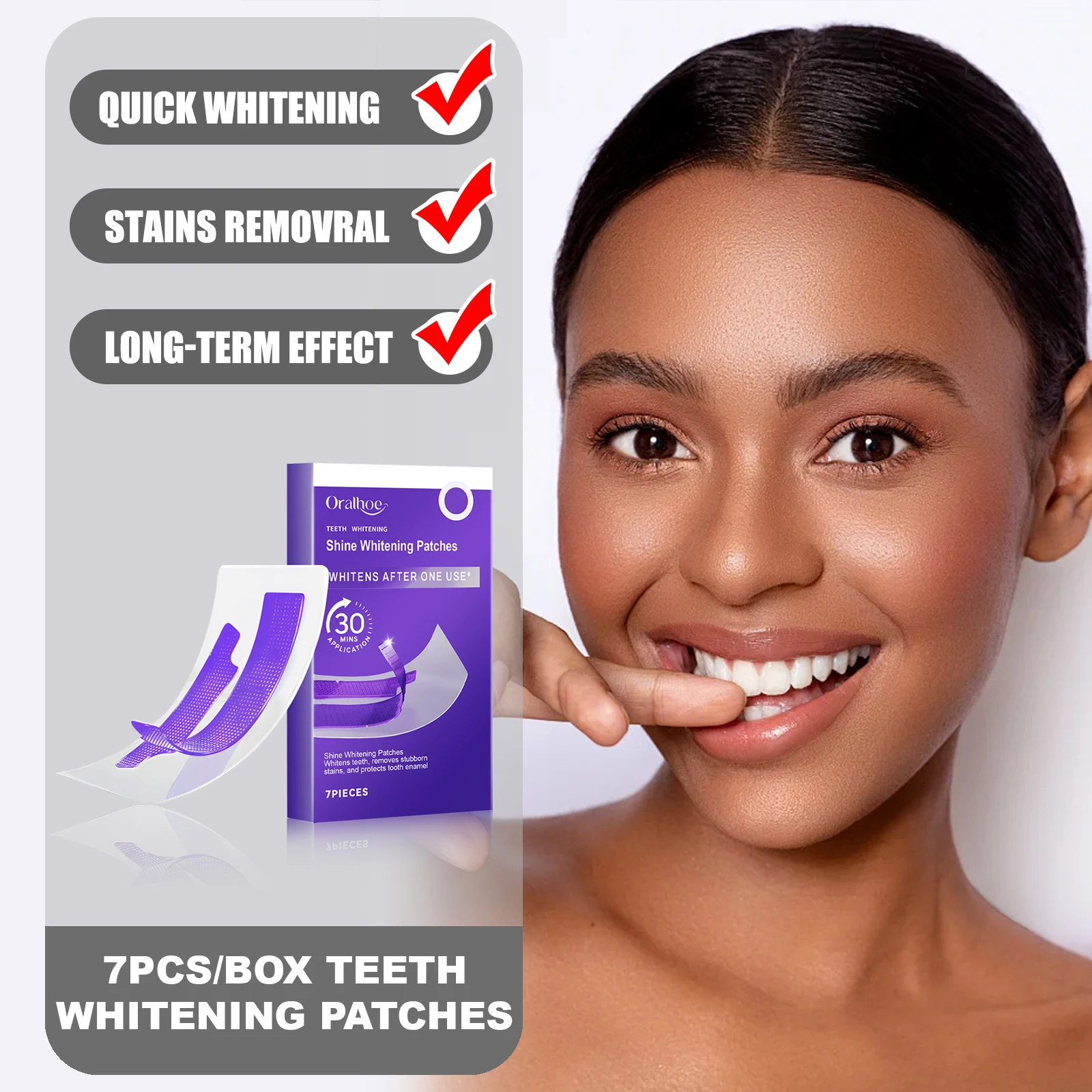 Teeth Whitening Patches Mild Ingredients Quick Results Remove Tooth Surface Stain Long-Lasting Whitening Effect
