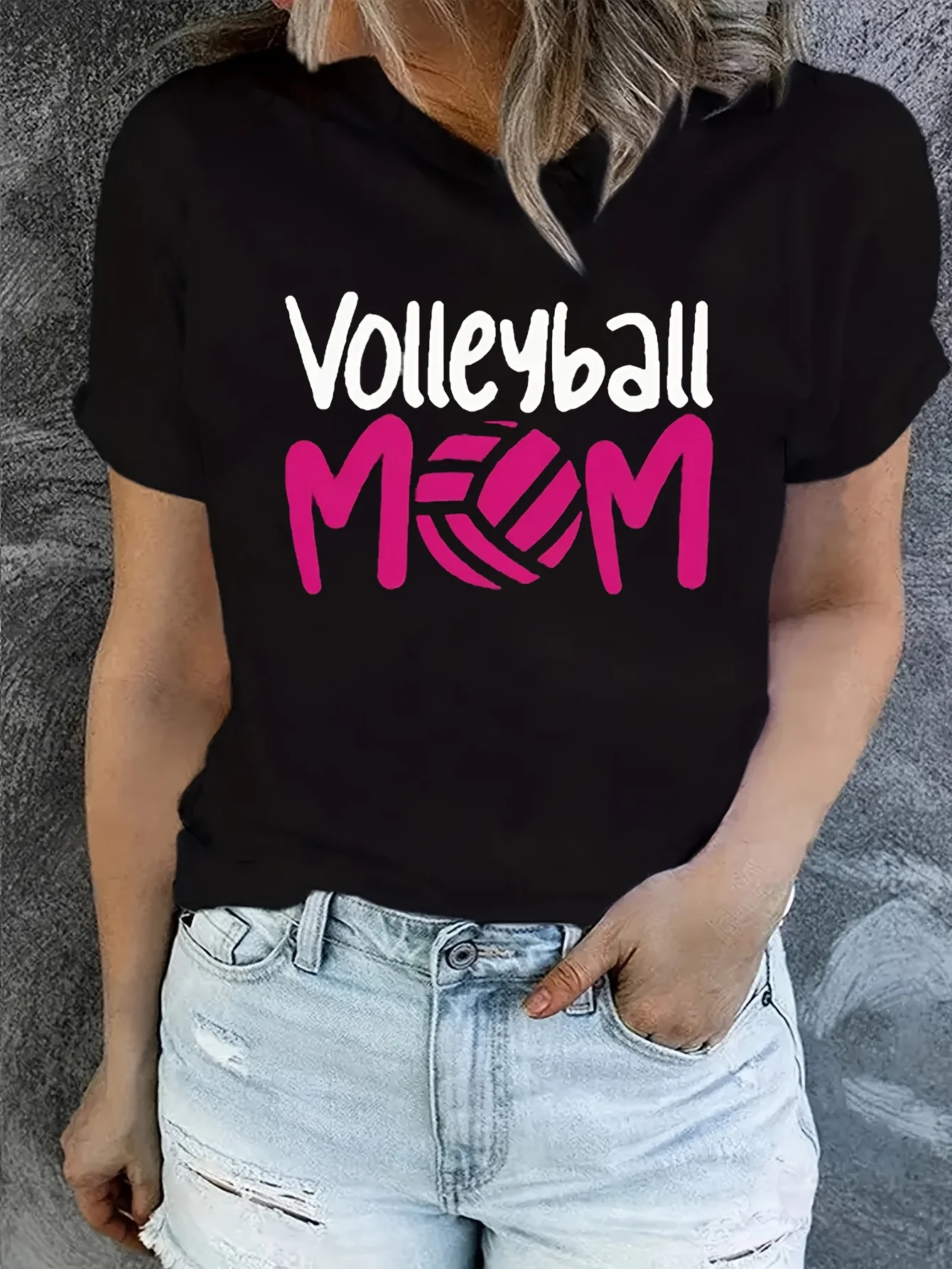 New trendy English MOM printed T-shirt for women