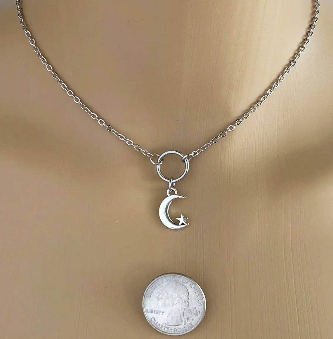 Submissive Necklace Moon and Star - Celtic Knot-Discreet Day Collar pic picture picture