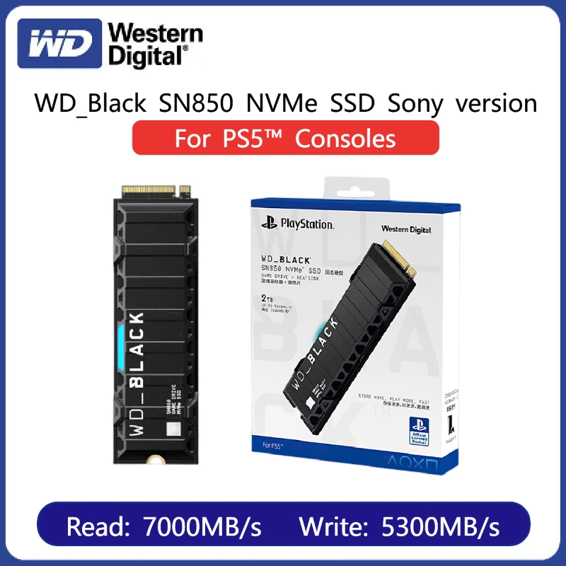 Western Digital WD_BLACK SN850 NVMe SSD for PS5 Consoles PCIe Gen4 Game  Drive Sony version 1TB 2T solid state drive 7000MB/s