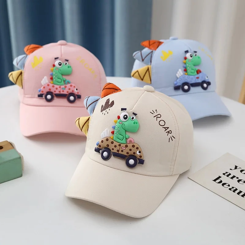 

NEW Spring Summer Kids Baseball Cap Cartoon Dinosaur Boys Girls Visor Sun Hat Adjustable Baby Duck Tongue Caps Children's Hats