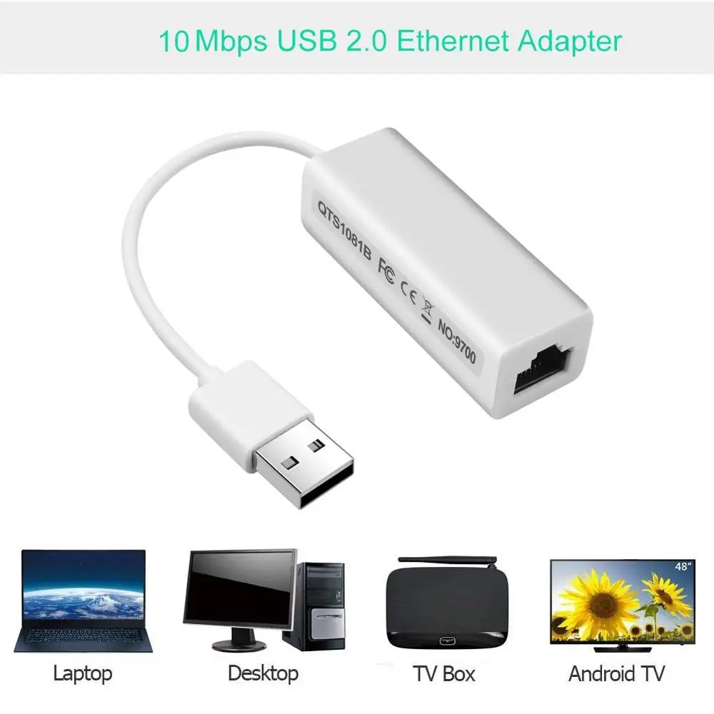 

Portable Usb2.0 To Rj45 Network Card 10mbps Usb To Rj45 Ethernet Lan Adapter Compatible For Windows Xp 7 8 System