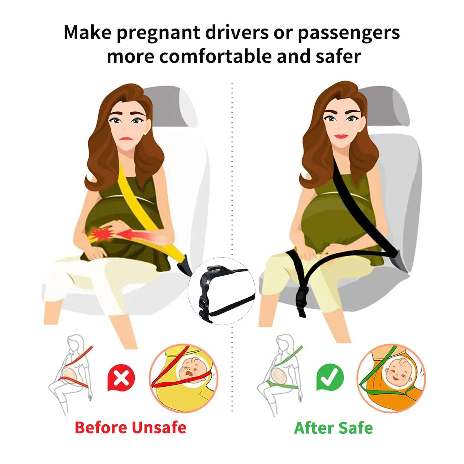 Pregnant Woman Seat Belt Adjuster Car Seat Belt Extender Anti