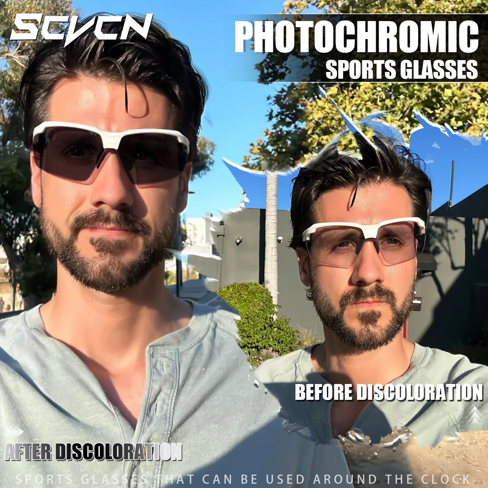 Enhanced Outdoor Photochromic Shockproof Sunglasses