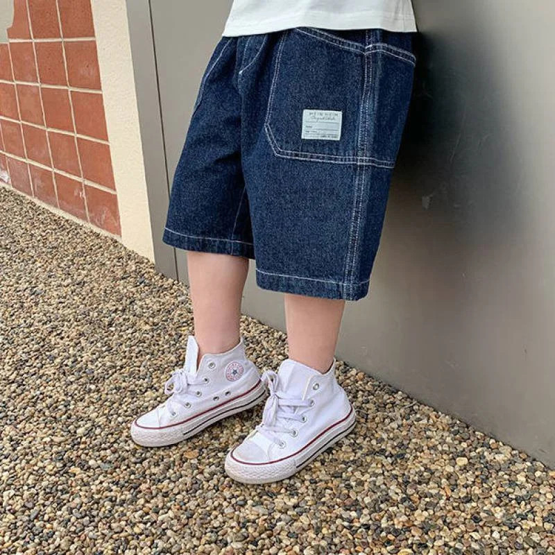 

Kids Summer Baggy Shorts Boys Trends Jeans Pants Children Casual Sweatpants 2024 New Wide Leg Pants 2-8Y Baby Fashion Clothing