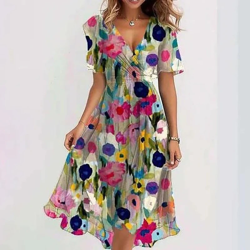 Vestidos-de-gasa-con-estampado-Floral-para-mujer-ropa-elegante-con ...
