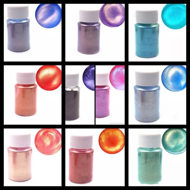 Mica Powder Pearl Pigment Non-Toxic Safe Metallic Flour Mica Mineral Powder Pearlescent 20ML/Bottle