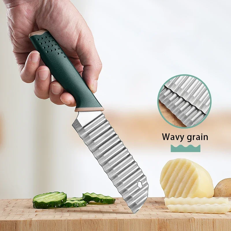Utility knife ortador de patatas fritas stainless steel utensilio de cocina creativo ondulado corrugado para fruta y verdura