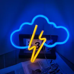 Whimsical LED Neon Cloud Light - Battery/USB Operated for Kids' Room and Party Decor (Blue warm)