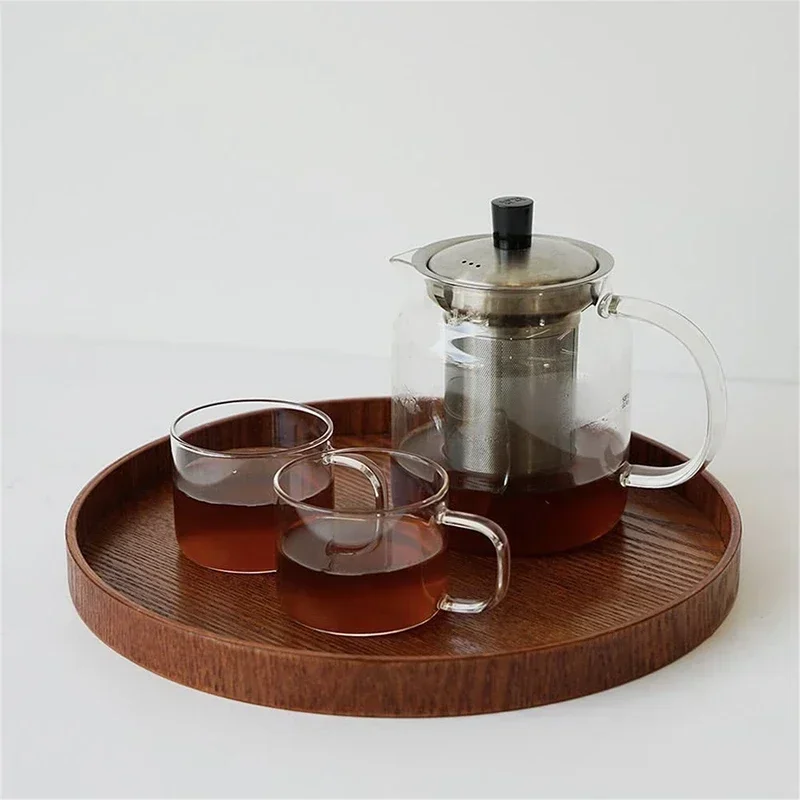 Nordic Decorative Tray Wooden Tray Retro Round Serving Plate Fruit Dessert Storage Trays Coffee Cup Mat Pad Home Decor  나무 트레이 5