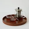 Nordic Decorative Tray Wooden Tray Retro Round Serving Plate Fruit Dessert Storage Trays Coffee Cup Mat Pad Home Decor  나무 트레이 5