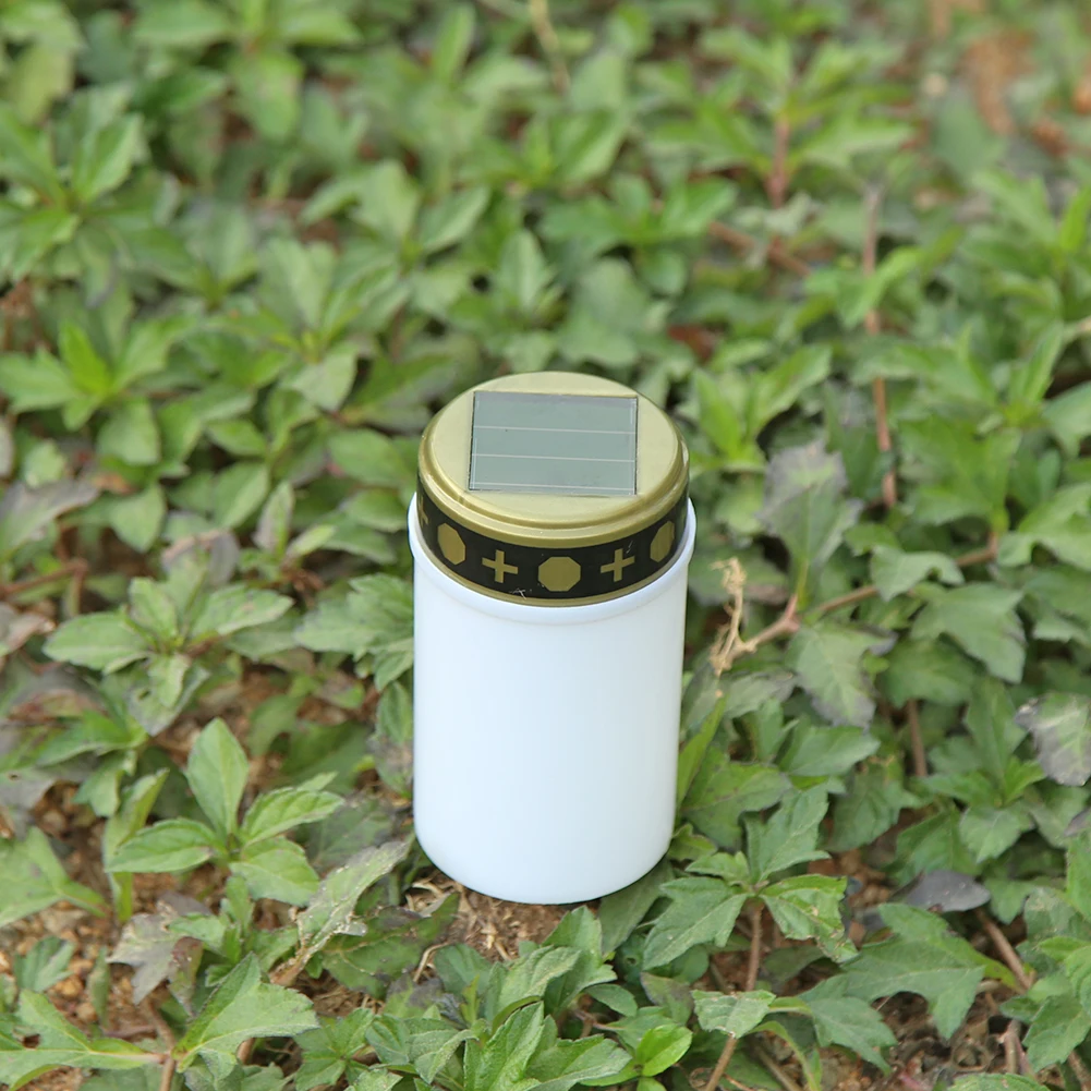 Solar Electronic Candles Tea Light Grave Cemetery Ritual Lawn Lighting Holloween Party Decors Props Outdoor Lighting