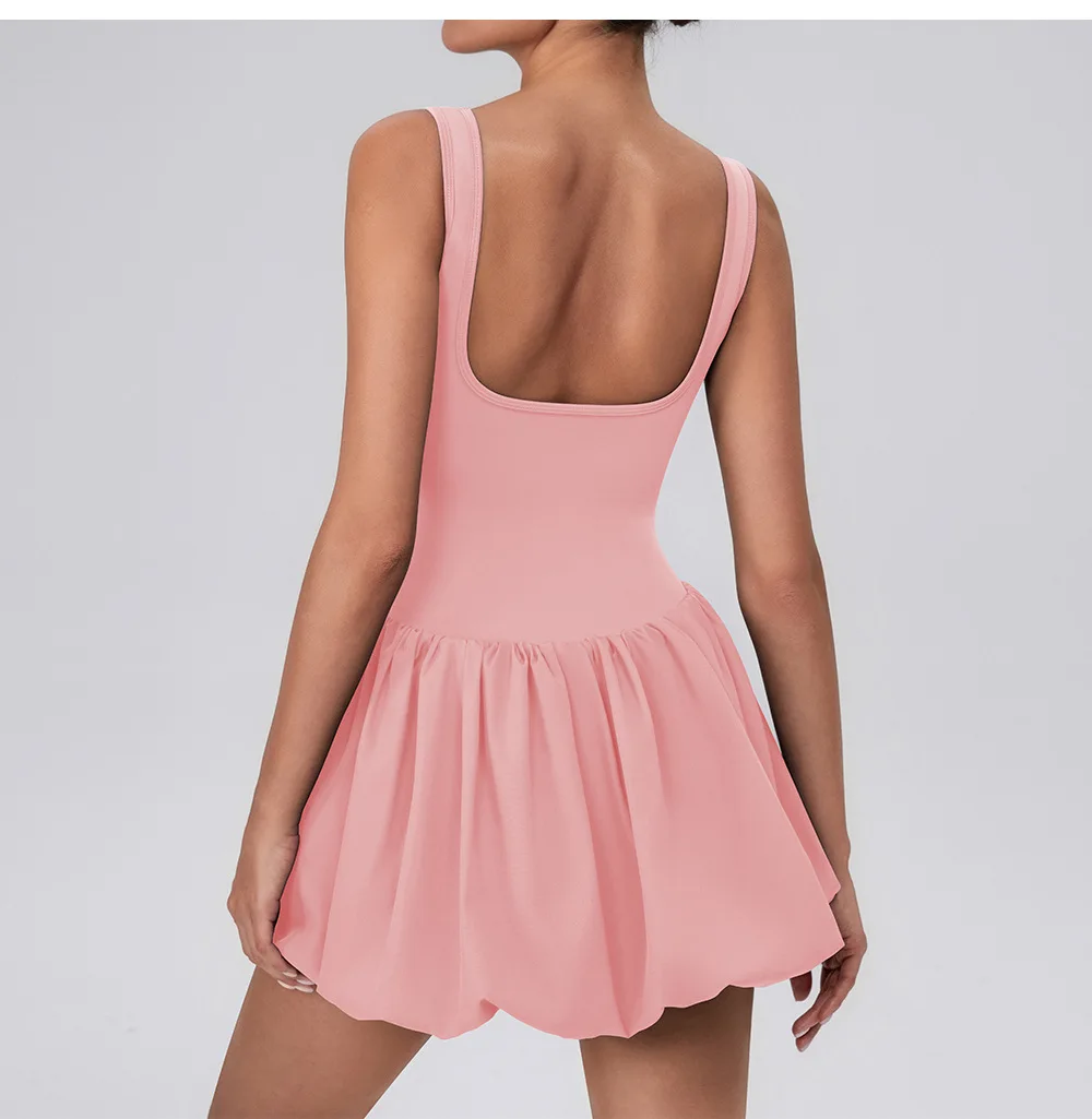 Women Gym Yoga Fitness Shorts Dress Fake Two-piece Pocket Tennis Dress Sports Tracksuit Female Workout Sportswear Tennis Mujeres