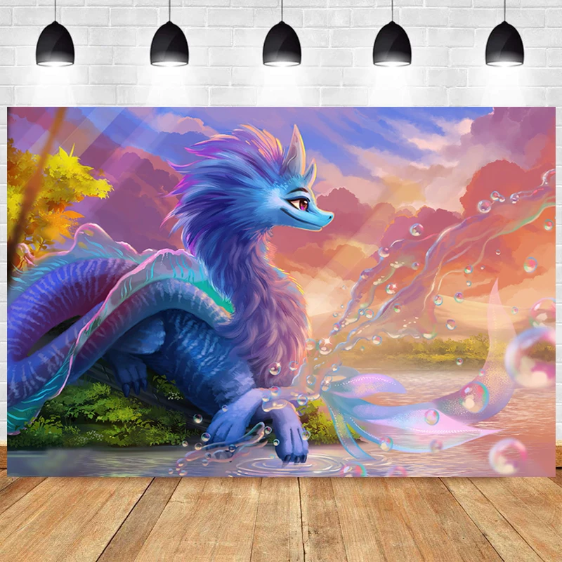Raya And Last Dragon Fondale Princess Girls Happy Birthday Party Fotografia Sfondo Photo Banner Decoration Studio