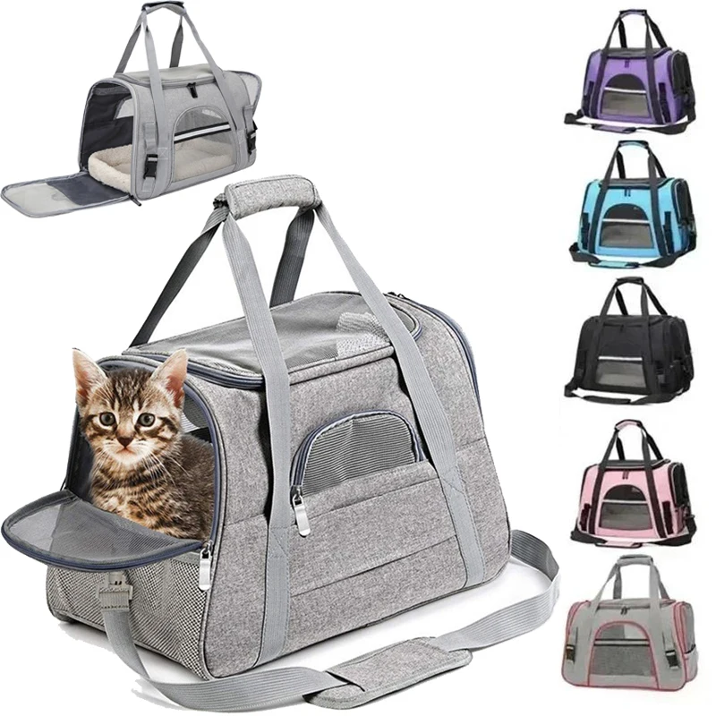 Portable Pet Travel Bag Dog Bag Mesh Dog Carrier Thick Cotton Cushion Pet Aviation Backpack Anti-suffocation Outdoor