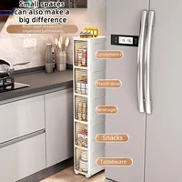 19cm Narrow Cabinet with Flip Lid  Large Capacity Adjustable Shelves Organizer for Kitchen Bathroom Bedroom Living Room 4