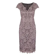 

Short Mother of the Bride Dresses Sheath/Column V Neck Cap Sleeves Lace Wedding Party Dress Above Knee Length Robe Mere Mariee