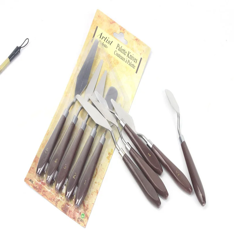Oil Painting Knife Stainless Steel Color Matching Scraper Gouache Paint Scraper Palette Knife Watercolors 5Pcs/Set painting scraper