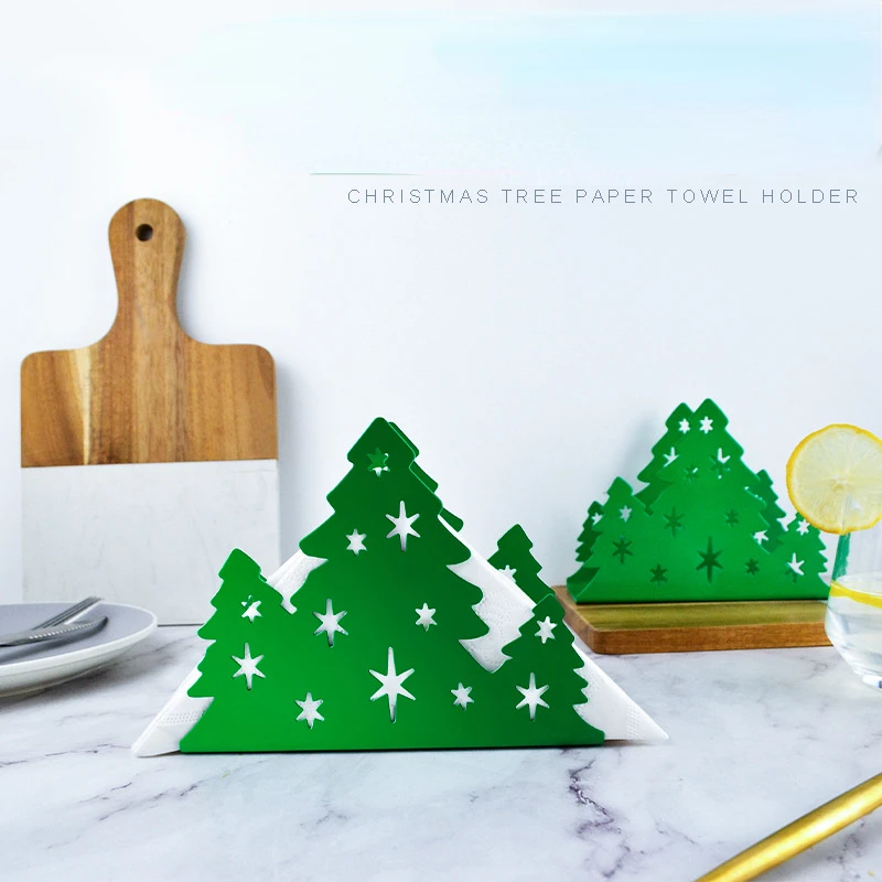 

Christmas Tree Shaped Napkin Holder for Home Restaurant Paper Rack Stainless Steel Table Tissue Dispenser Case Storage Holder