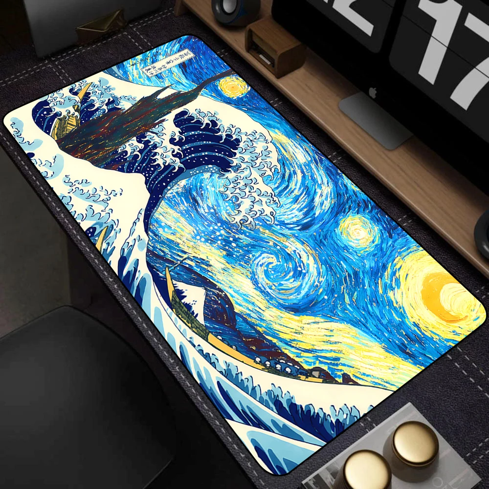 Mouse Pad Gamer Black Great Wave Art Mousepad XXL Mechanical Keyboard Pad Non-Slip Carpet Natural Rubber Big Mouse Mats 900x400 — view 5