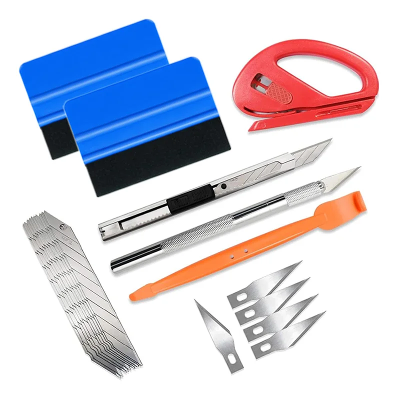 Car Vinyl Wrap Tool Kit Window Tint Film Tool Felt Squeegee Magnetic Wrap Stick Utility Knife Blade 21Pcs For Vinyl Installation