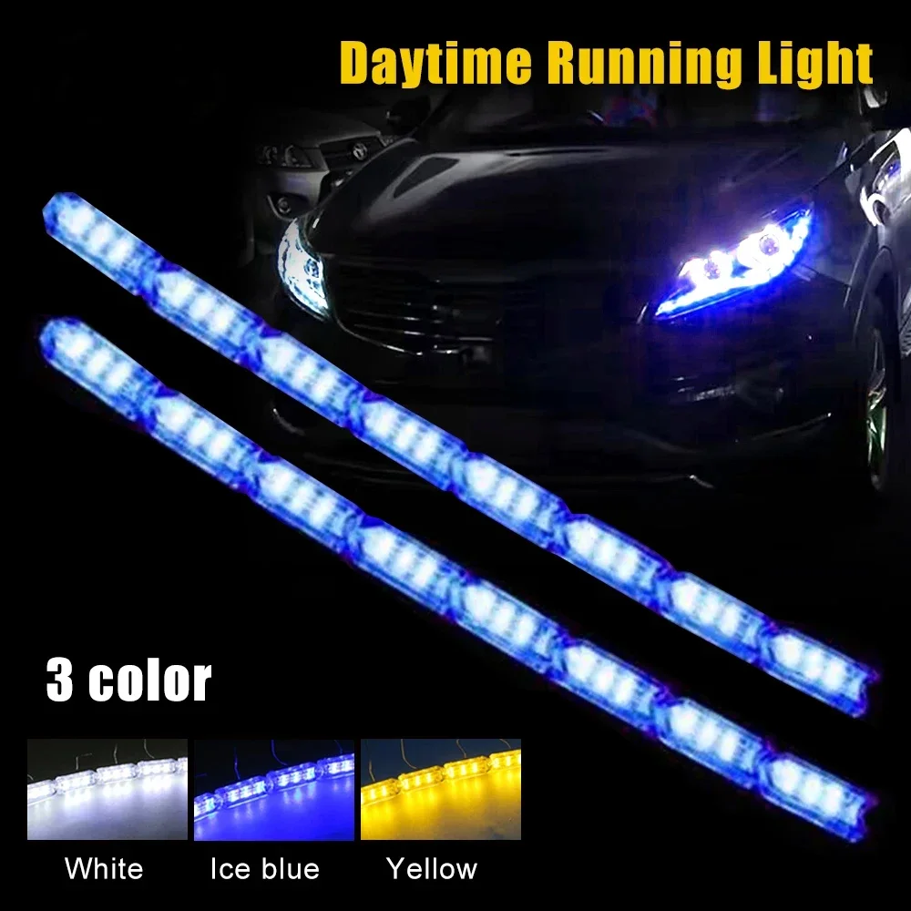 2PCS Auto Universal LED Crystal Tear Eye Decorative Light Car Streaming Atmosphere Running Horse Warning Light With Start Scan