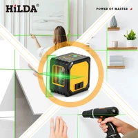 HILDA niveau Laser vert 2 lignes lignes transversales auto-nivelantes, chargement USB de taille Mini pratique à transporter des faisceaux haute visibilité 2