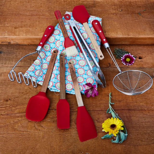 PIONEER WOMAN 3 pcs BLUE FLORAL KITCHEN UTENSILS SPATULA SERVING