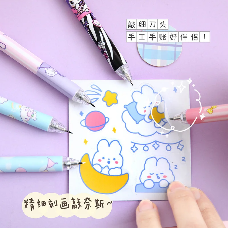 Cute Utility Knife in Bulk Push-button Carving Knife Pen Knife Cartoon Paper Knife Small Utility Knife Pen Knife Hand Account