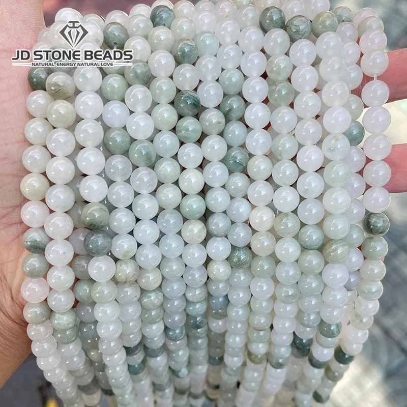 천연 아이스 그린 옥 구슬 라운드 느슨한 스페이서 옥 구슬 보석 만들기 Diy 팔찌 목걸이 액세서리 4 6 8 10mm 15 ...