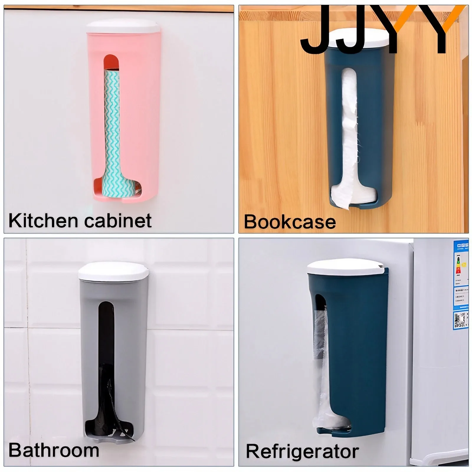 JJYY Punch-free Kitchen Flip Garbage Bag Storage Box Plastic Bag Finishing Storage Box Bag Detachable Wall-mounted Storage 3