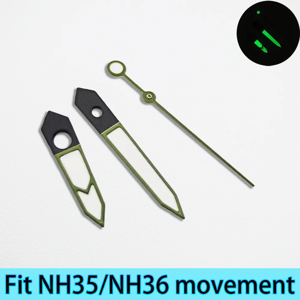 Green Luminous Silver Watch Hands - Multi-Color Options