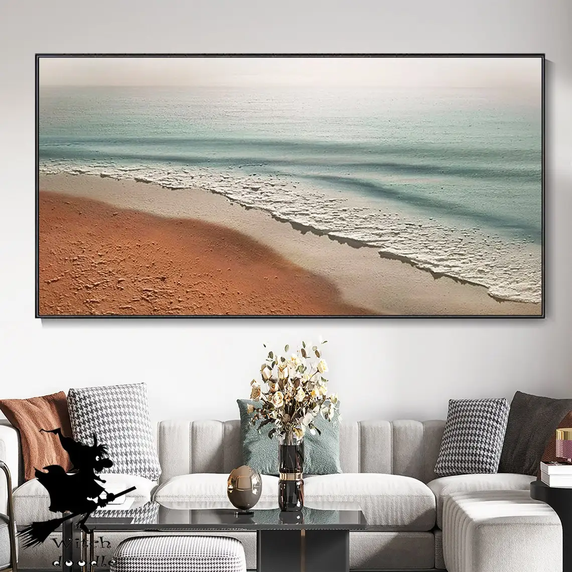 LargeSeaTextureHandOilPaintingAbstractSeascapeHomePainting