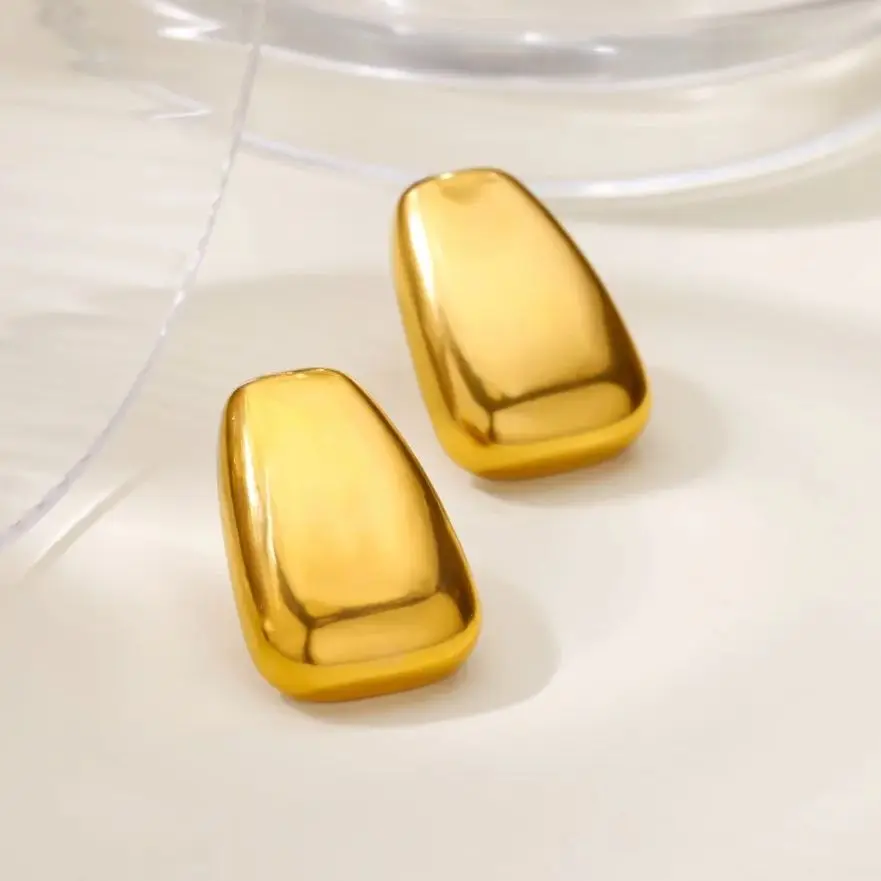 Stainless Steel Geometric Square Stud Earrings For Women Men
