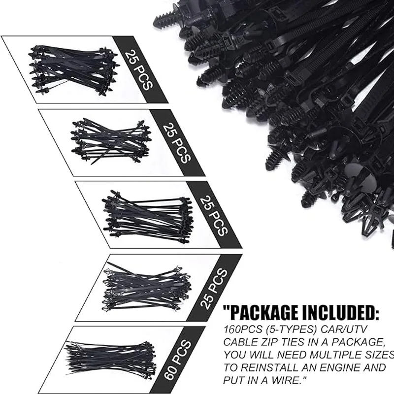 200Pcs Universal Push Mount Cable Zip Tie Nylon Self Locking Cable Strap Car Wiring Harness Cable Ties Engine Bay Wire Harness Restraint Ties, 5 Common Sizes Suitable for Electrical Industry 200Pcs Universal Push Mount Cable Zip Tie Nylon Self Locking Cable Strap Car Wiring Harness Cable Ties Engine Bay Wire Harness Restraint Ties, 5 Common Sizes Suitable for Electrical Industry