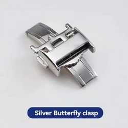 Rose Gold Double Press Butterfly Clasp Watch Strap Buckle Accessory - 18mm (Silver)