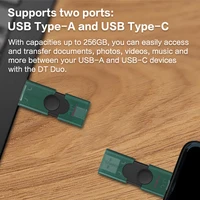 Kingston DataTraveler Duo USB Flash Drive 128GB 256GB USB 3.2 Type-C and USB-A Pendrive Original U Disk for iPhone 15 Smartphone 5