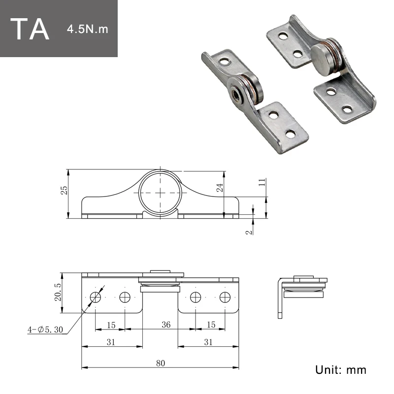 304 Stainless Steel Damping Hinge With Non Adjustable Torque, Stop Mechanism, And Positioning Support For Medical Equipment. stainless steel hinges