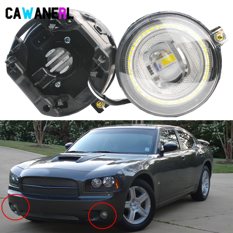 2 X Upgrade Car Angel Eye LED Fog Light Assembly 9005 H10 Fog Daytime  Running Lamp DRL 12V For Dodge Charger 2006 2007 2008 2009 - AliExpress 34