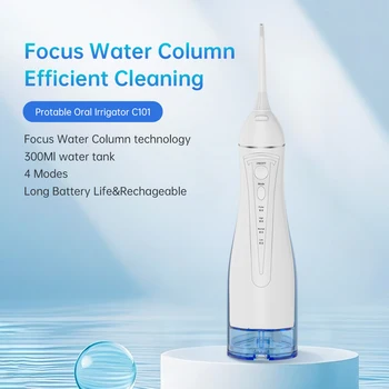Dentale Irrigatore Orale 4 Modalità Collutorio 300ML Serbatoio Impermeabile Viaggio Elettrico Portatile Acqua Flosser Sbiancamento Ortodontico Pulito 1
