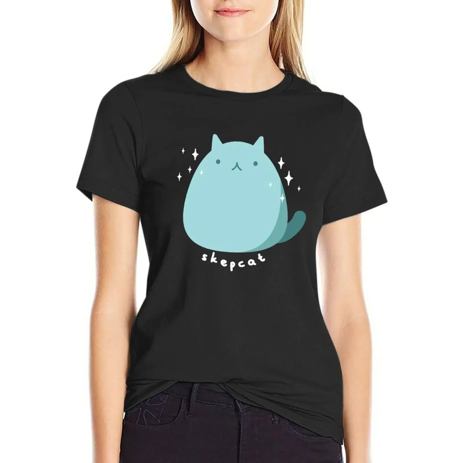 

skeppy cat T-Shirt aesthetic clothes funny hippie clothes Short sleeve tee T-shirt Women