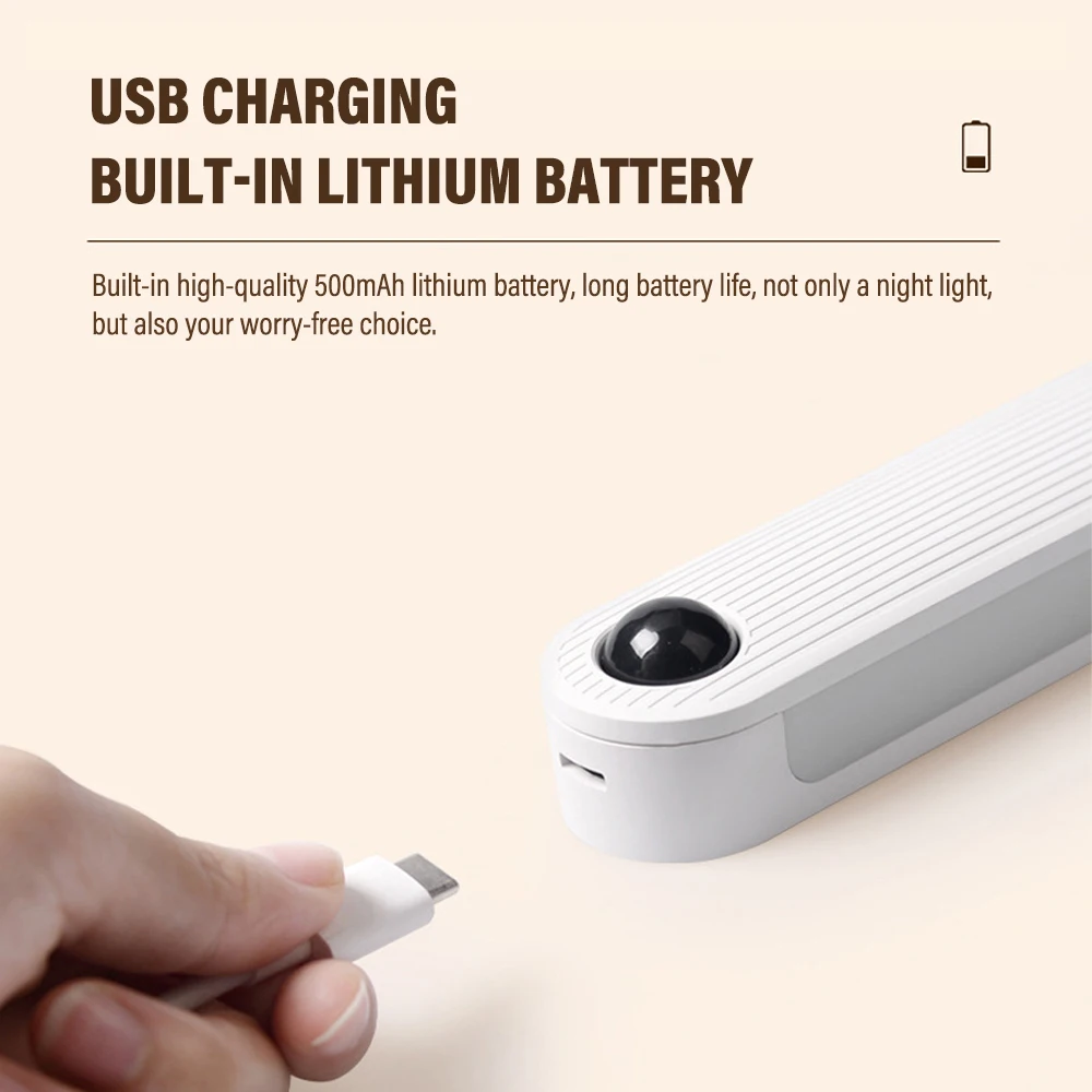 PIR Motion Sensor LED Night Light USB Rechargeable Night Lamp For Kitchen Cabinet Wardrobe Lamp Staircase Wireless Closet Light