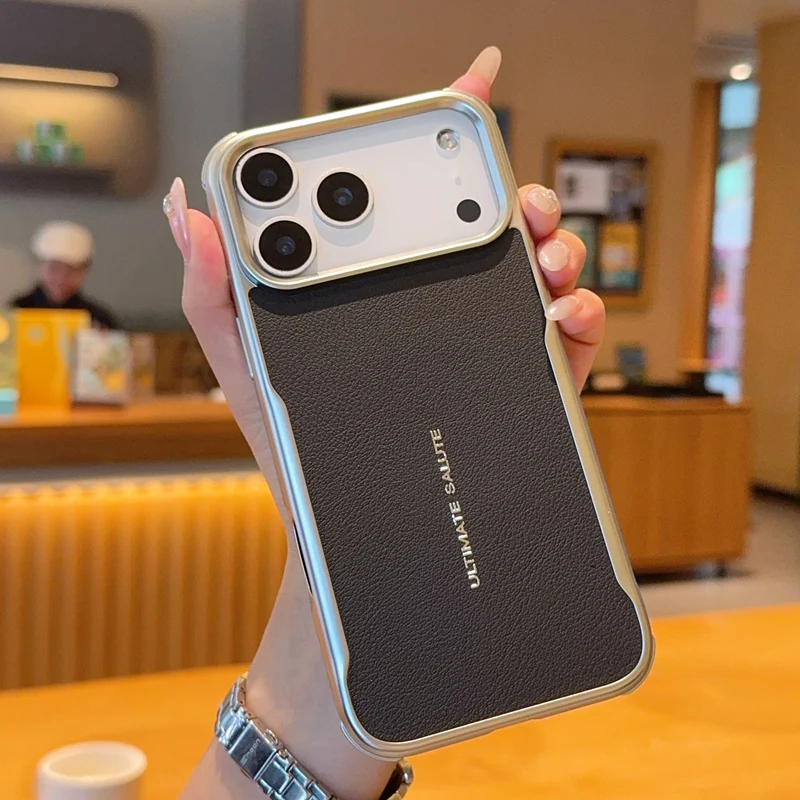 Magnetic Luxury PU Leather Shockproof Case with Metal Frame Protection