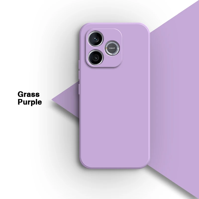 Square Candy Liquid Silicone Shockproof Phone Case Back Cover with Lens Protection
