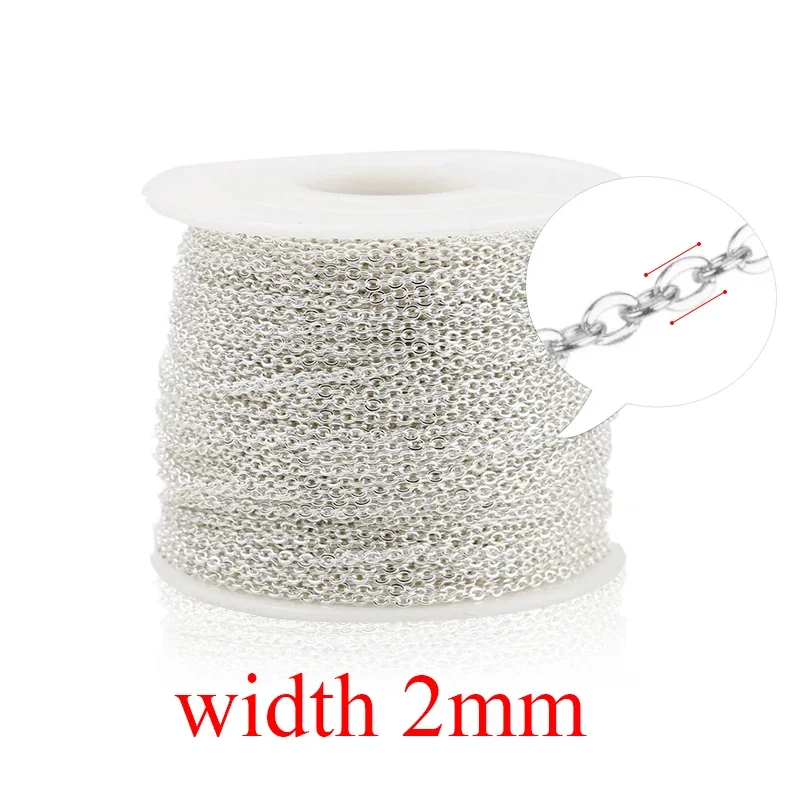 Stainless Steel Rose Gold & Silver Necklace Chain - 2m for DIY Jewelry Making & Wholesale