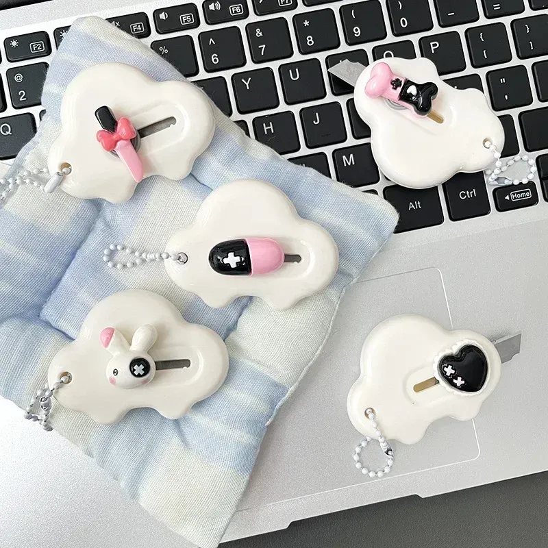 1 Piece Sweet American Retro Y2K Folding Knife Mini Portable Cutter Box Kawaii Stationery Paper Cutter Cute School Supplies