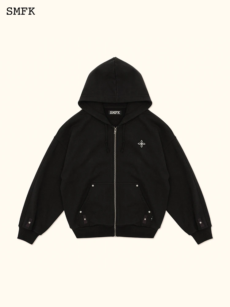 SMFK ブラック フード付きパーカー SMFK ブラック フード付きパーカー フードパーカー ブラック – TOKYO