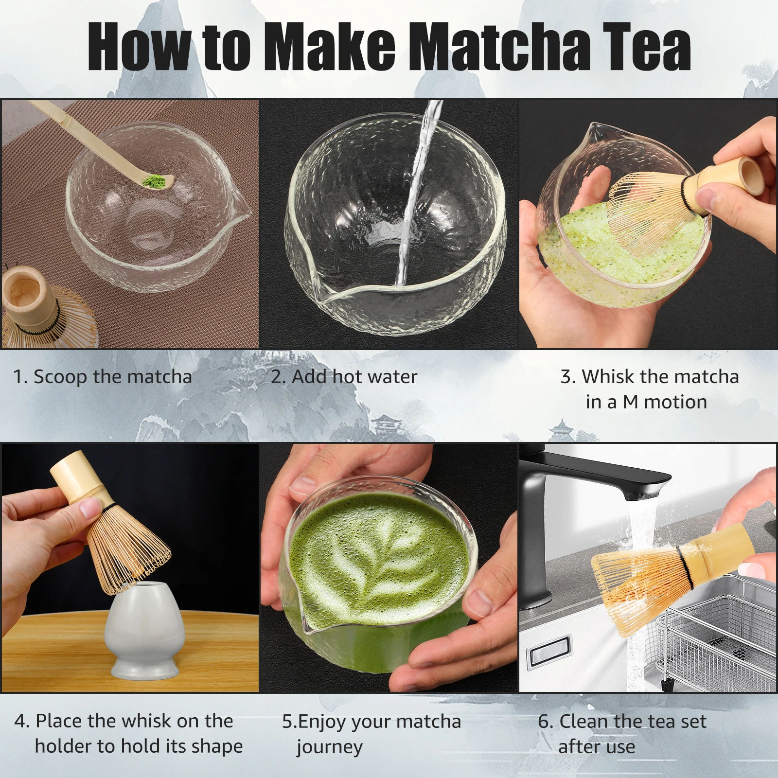 Japanese Matcha Bowl Hammer Textured Glass TeaBowl Tea Set Accessories Handmade Matcha Powder Brush Tool Tea Whisk Bowl Holder