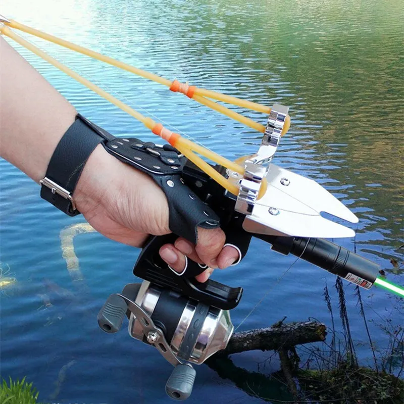 Tirachinas de pesca de alta precisión de gran potencia con láser, Catapulta de caza al aire libre, herramientas de pesca de arco compuesto