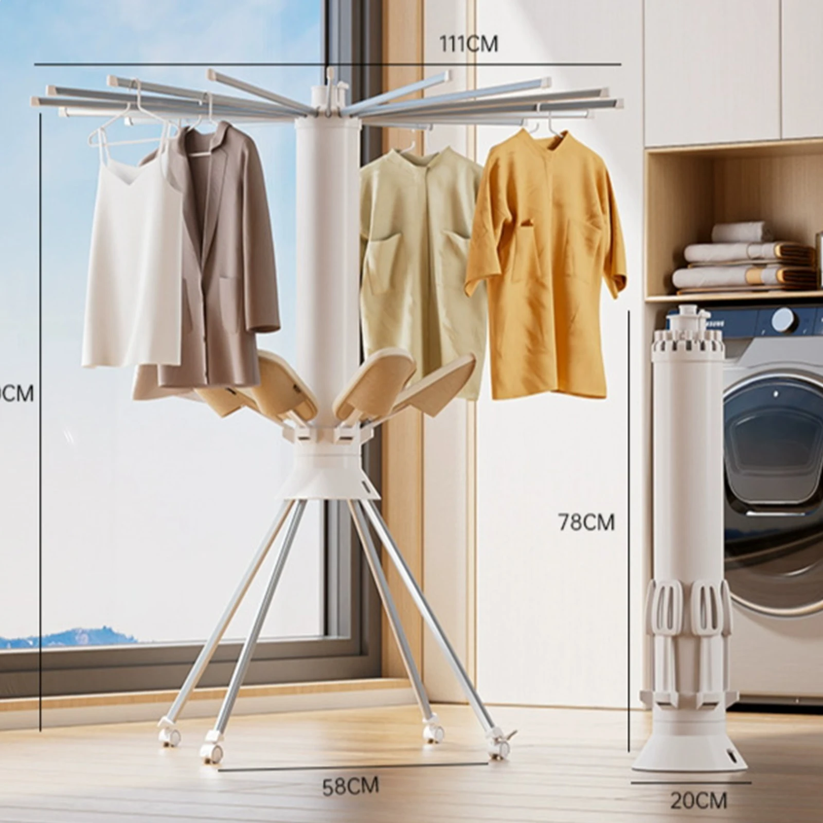 Buy MIZGI Clothes Drying Rack,3 Tier Rolling Dryer Clothes Hanger